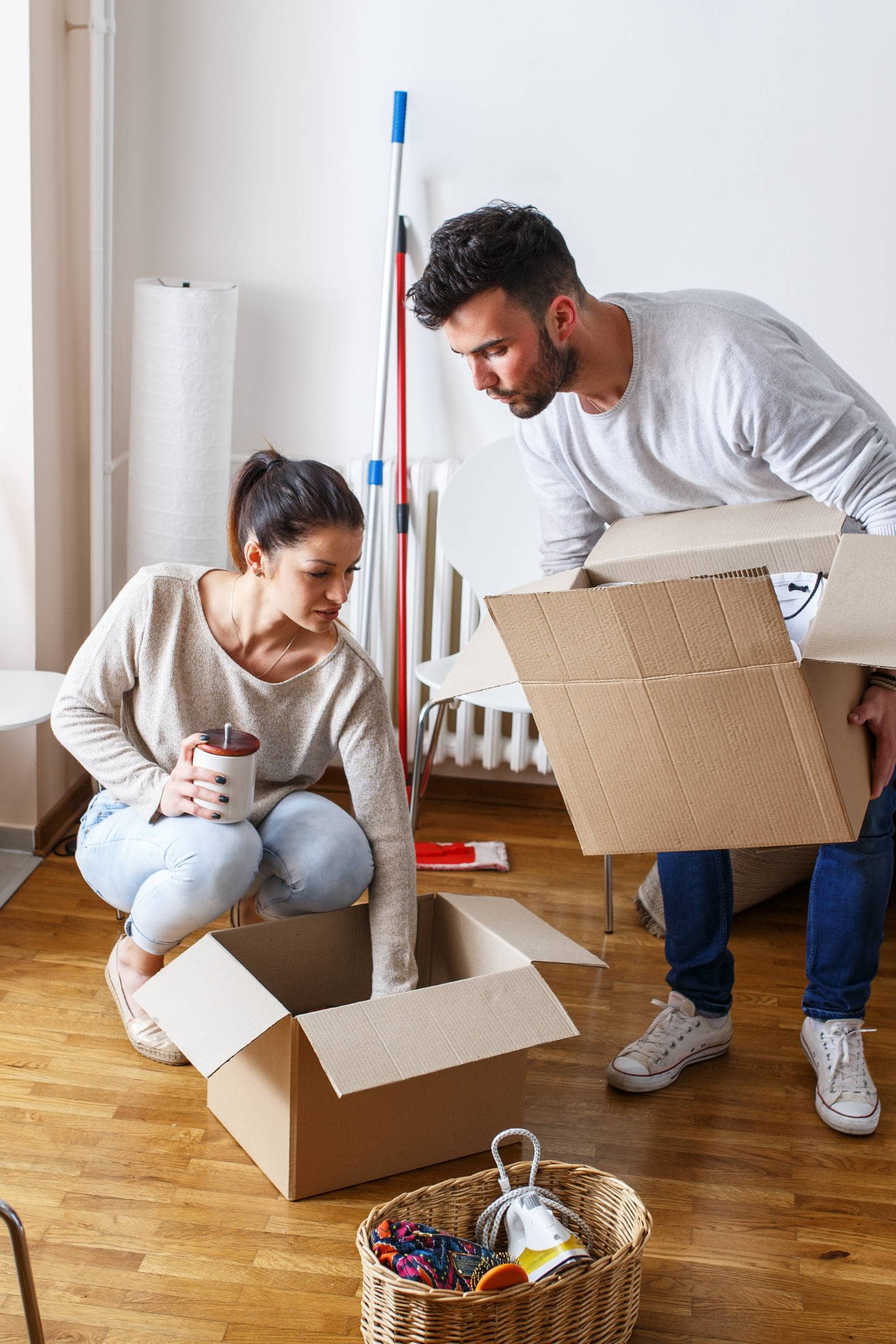Couple moving in to a house